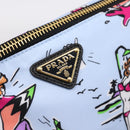 PRADA Pouch Nylon Light Blue Gold Auth 200256A-8