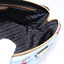 PRADA Pouch Nylon Light Blue Gold Auth 200256A-17