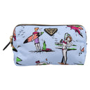 PRADA Pouch Nylon Light Blue Gold Auth 200256A-13
