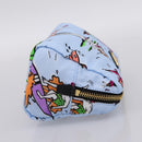 PRADA Pouch Nylon Light Blue Gold Auth 200256A-4