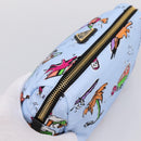 PRADA Pouch Nylon Light Blue Gold Auth 200256A-5