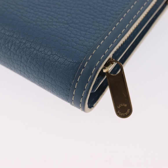 LOUIS VUITTON Suhari Compact Zip Wallet Leather Blue M91829 LV Auth 200260V