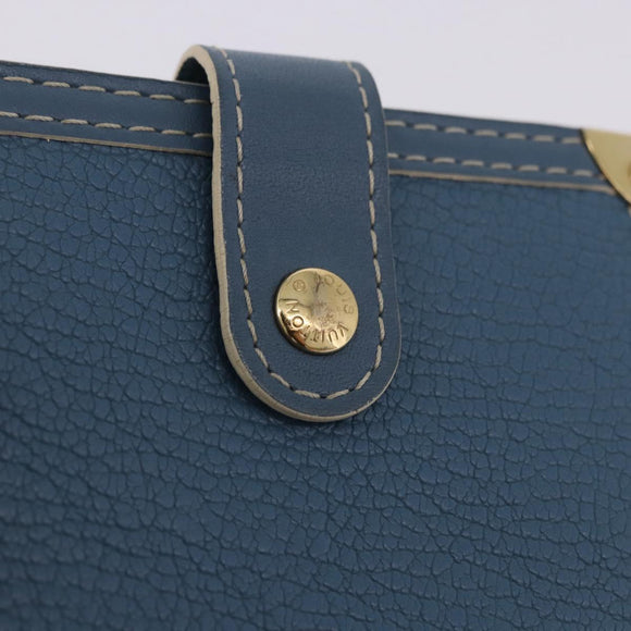 LOUIS VUITTON Suhari Compact Zip Wallet Leather Blue M91829 LV Auth 200260V