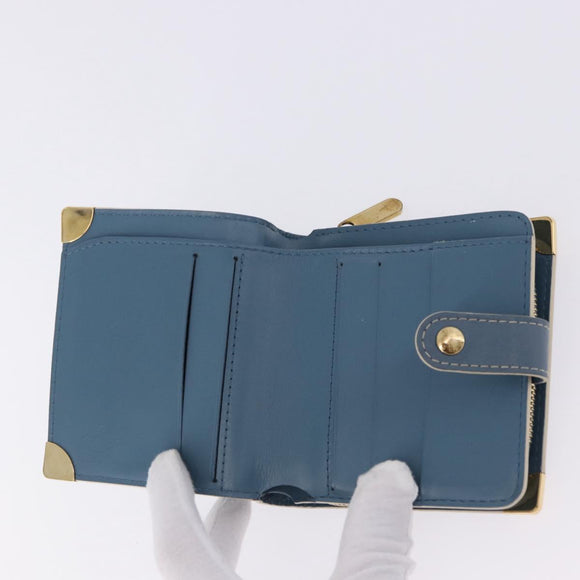 LOUIS VUITTON Suhari Compact Zip Wallet Leather Blue M91829 LV Auth 200260V