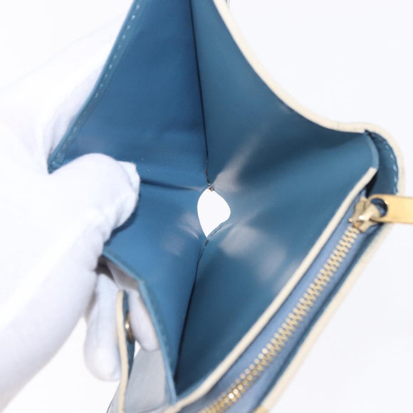 LOUIS VUITTON Suhari Compact Zip Wallet Leather Blue M91829 LV Auth 200260V