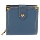 LOUIS VUITTON Suhari Compact Zip Wallet Leather Blue M91829 LV Auth 200260V-13