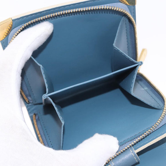 LOUIS VUITTON Suhari Compact Zip Wallet Leather Blue M91829 LV Auth 200260V