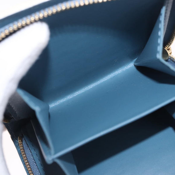 LOUIS VUITTON Suhari Compact Zip Wallet Leather Blue M91829 LV Auth 200260V