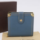 LOUIS VUITTON Suhari Compact Zip Wallet Leather Blue M91829 LV Auth 200260V-12