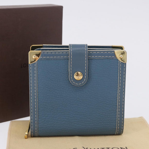 LOUIS VUITTON Suhari Compact Zip Wallet Leather Blue M91829 LV Auth 200260V
