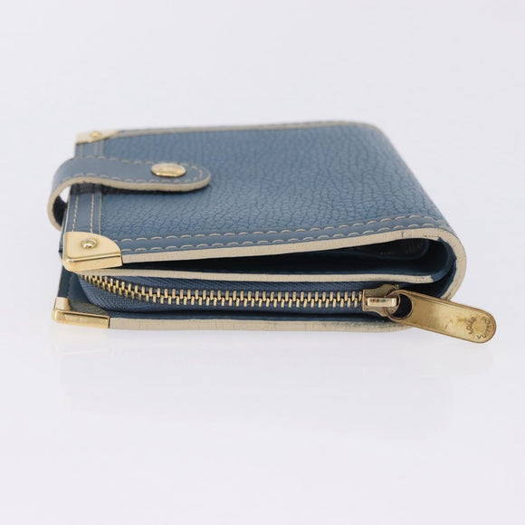 LOUIS VUITTON Suhari Compact Zip Wallet Leather Blue M91829 LV Auth 200260V