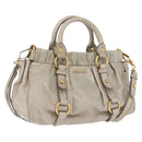 Miu Miu Hand Bag Vitellolux 2way Beige Gold Auth 200264V-1