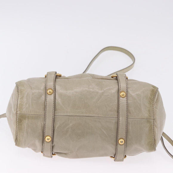 Miu Miu Hand Bag Vitellolux 2way Beige Gold Auth 200264V