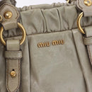 Miu Miu Hand Bag Vitellolux 2way Beige Gold Auth 200264V-20