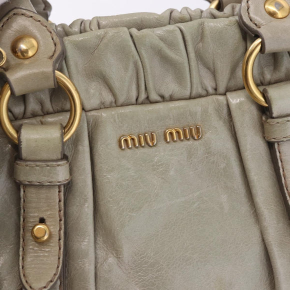 Miu Miu Hand Bag Vitellolux 2way Beige Gold Auth 200264V