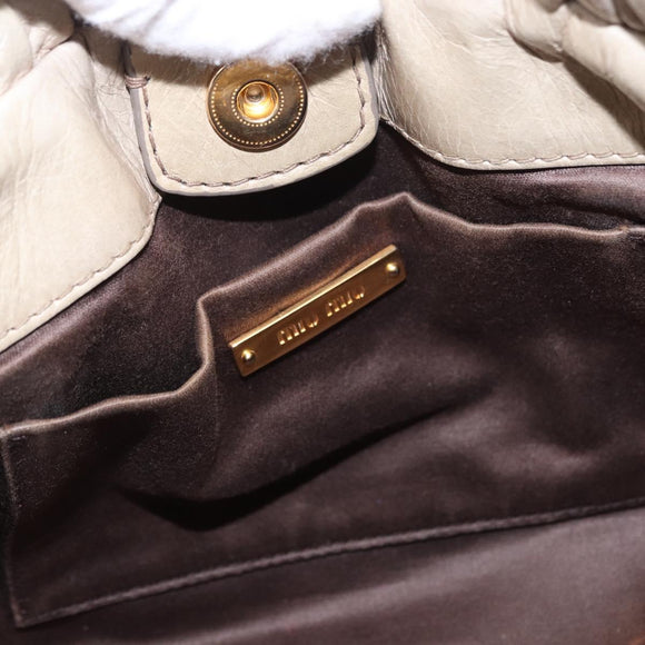 Miu Miu Hand Bag Vitellolux 2way Beige Gold Auth 200264V