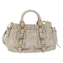 Miu Miu Hand Bag Vitellolux 2way Beige Gold Auth 200264V-13