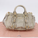 Miu Miu Hand Bag Vitellolux 2way Beige Gold Auth 200264V-12