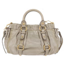 Miu Miu Hand Bag Vitellolux 2way Beige Gold Auth 200264V-2