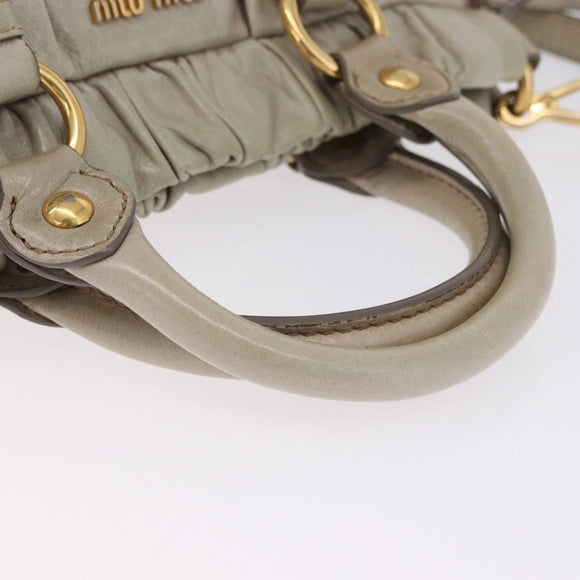 Miu Miu Hand Bag Vitellolux 2way Beige Gold Auth 200264V