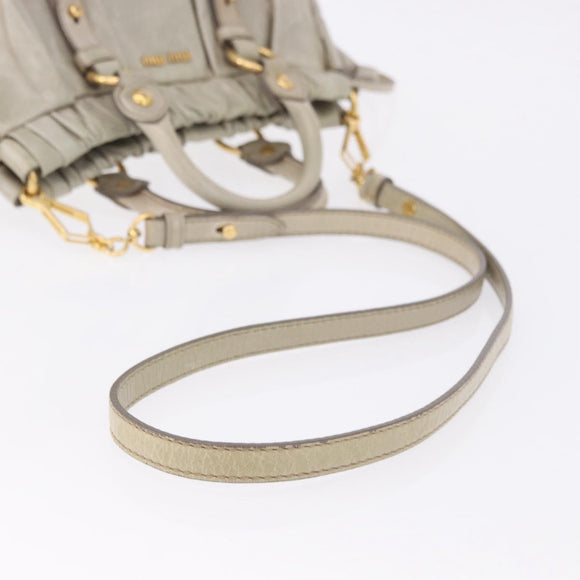 Miu Miu Hand Bag Vitellolux 2way Beige Gold Auth 200264V