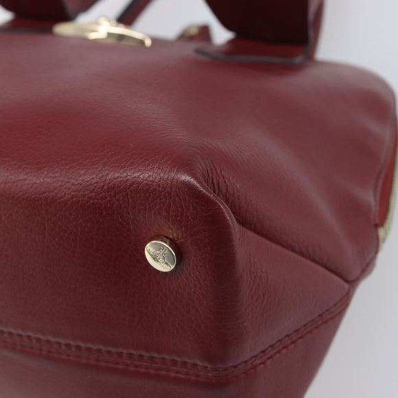 Vivienne Westwood Hand Bag Leather Bordeaux Gold Auth 200269A