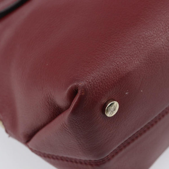 Vivienne Westwood Hand Bag Leather Bordeaux Gold Auth 200269A
