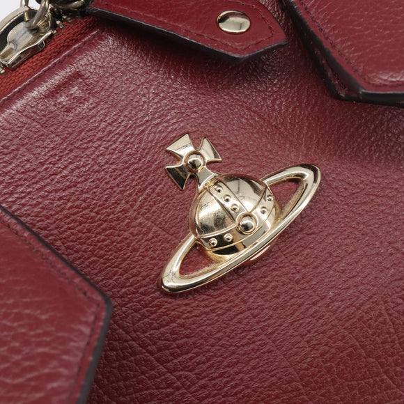 Vivienne Westwood Hand Bag Leather Bordeaux Gold Auth 200269A