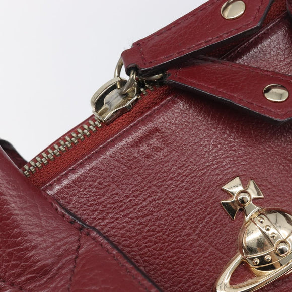 Vivienne Westwood Hand Bag Leather Bordeaux Gold Auth 200269A