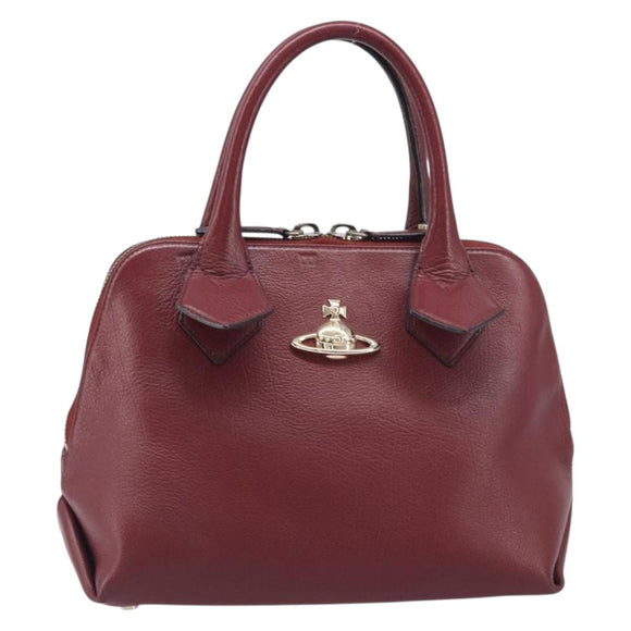 Vivienne Westwood Hand Bag Leather Bordeaux Gold Auth 200269A