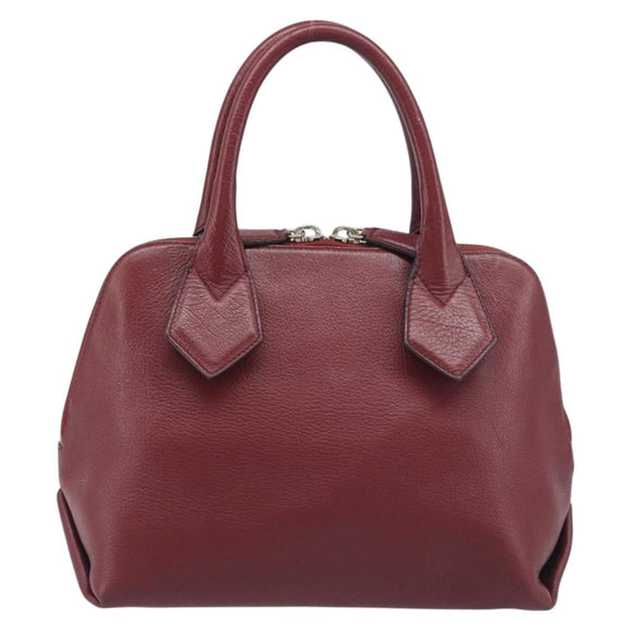 Vivienne Westwood Hand Bag Leather Bordeaux Gold Auth 200269A