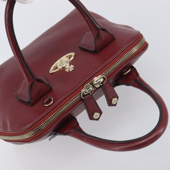 Vivienne Westwood Hand Bag Leather Bordeaux Gold Auth 200269A