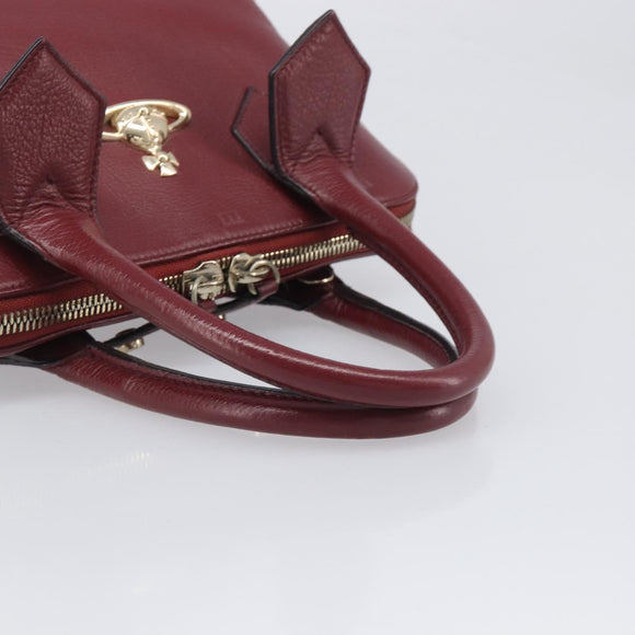 Vivienne Westwood Hand Bag Leather Bordeaux Gold Auth 200269A