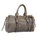 Miu Miu Hand Bag Vitellolux 2way Gray Gold Auth 200271V-1