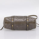 Miu Miu Hand Bag Vitellolux 2way Gray Gold Auth 200271V-5