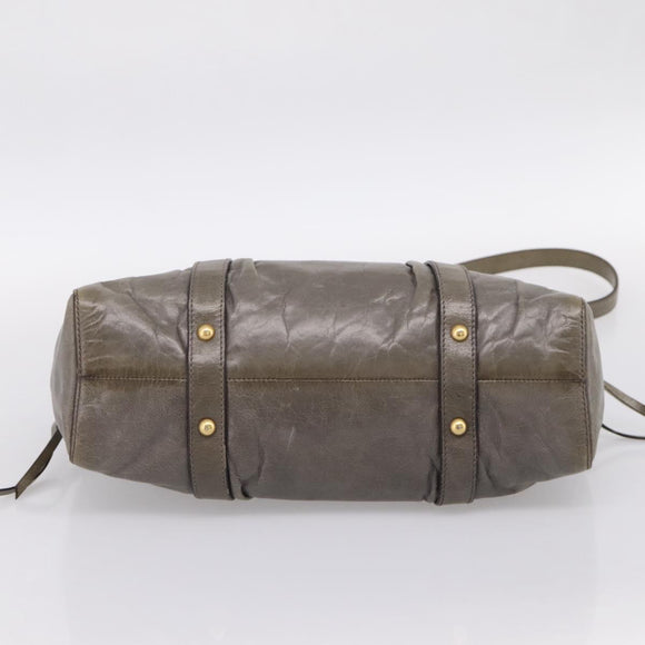 Miu Miu Hand Bag Vitellolux 2way Gray Gold Auth 200271V