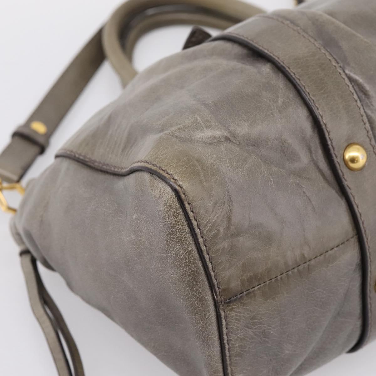 Miu Miu Hand Bag Vitellolux 2way Gray Gold Auth 200271V | Brand