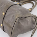 Miu Miu Hand Bag Vitellolux 2way Gray Gold Auth 200271V-17