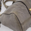 Miu Miu Hand Bag Vitellolux 2way Gray Gold Auth 200271V-18