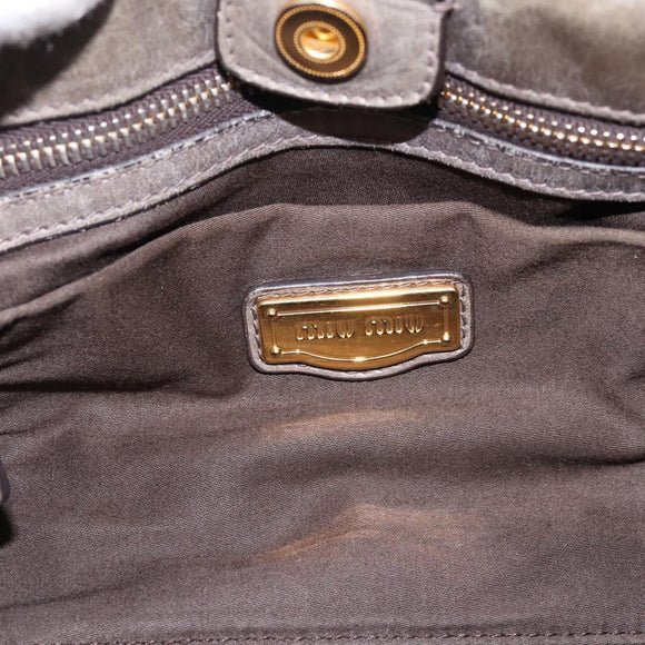Miu Miu Hand Bag Vitellolux 2way Gray Gold Auth 200271V