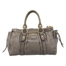 Miu Miu Hand Bag Vitellolux 2way Gray Gold Auth 200271V-13