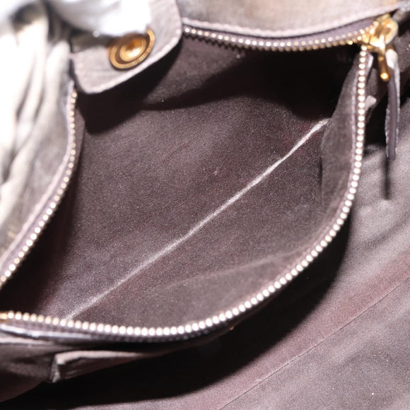 Miu Miu Hand Bag Vitellolux 2way Gray Gold Auth 200271V