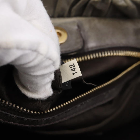 Miu Miu Hand Bag Vitellolux 2way Gray Gold Auth 200271V