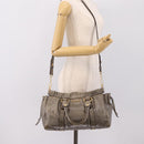 Miu Miu Hand Bag Vitellolux 2way Gray Gold Auth 200271V-24