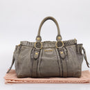Miu Miu Hand Bag Vitellolux 2way Gray Gold Auth 200271V-12