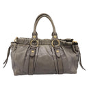 Miu Miu Hand Bag Vitellolux 2way Gray Gold Auth 200271V-2
