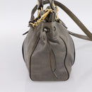 Miu Miu Hand Bag Vitellolux 2way Gray Gold Auth 200271V-4
