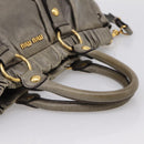 Miu Miu Hand Bag Vitellolux 2way Gray Gold Auth 200271V-7