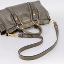 Miu Miu Hand Bag Vitellolux 2way Gray Gold Auth 200271V-9