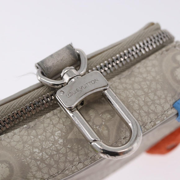 LOUIS VUITTON Taurillon Clemence Monogram Climbing Pouch Gray LV Auth 200276A